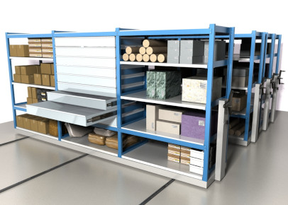 Передвижные среднегрузовые стеллажи