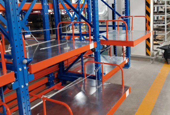 стеллажи с выкатными платформами